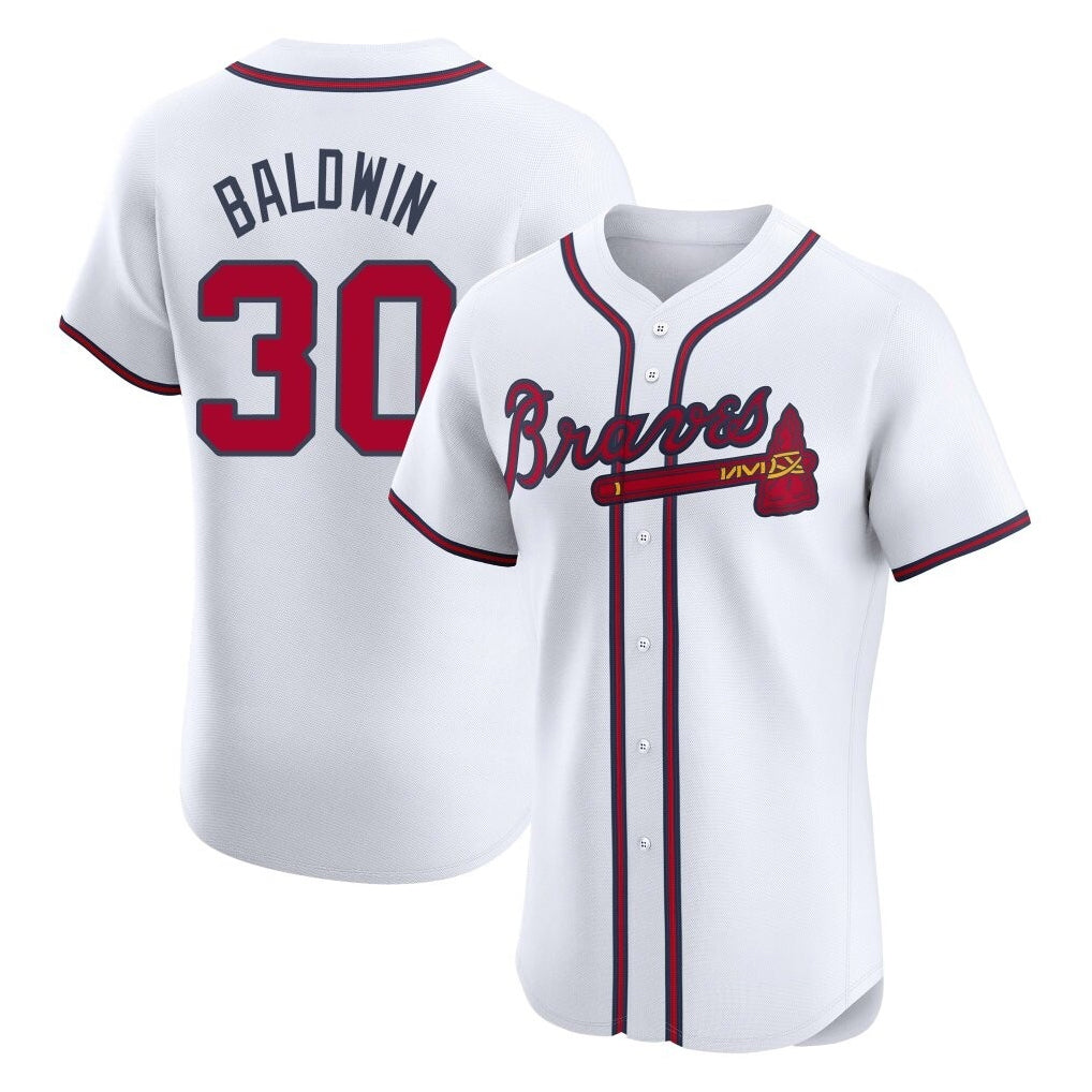 Atlanta Braves #30 Drake Baldwin Player White CONTON Limited Elite Home Game Stitched Jerseys
