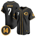 Cincinnati Reds #7 Spencer Steer Player Black-Gold CONTON Vapor Premier Limited Home Stitched Jerseys