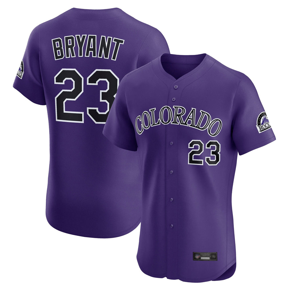 Colorado Rockies #23 Kris Bryant Player Purple CONTON Limited Elite Home Stitched Jerseys