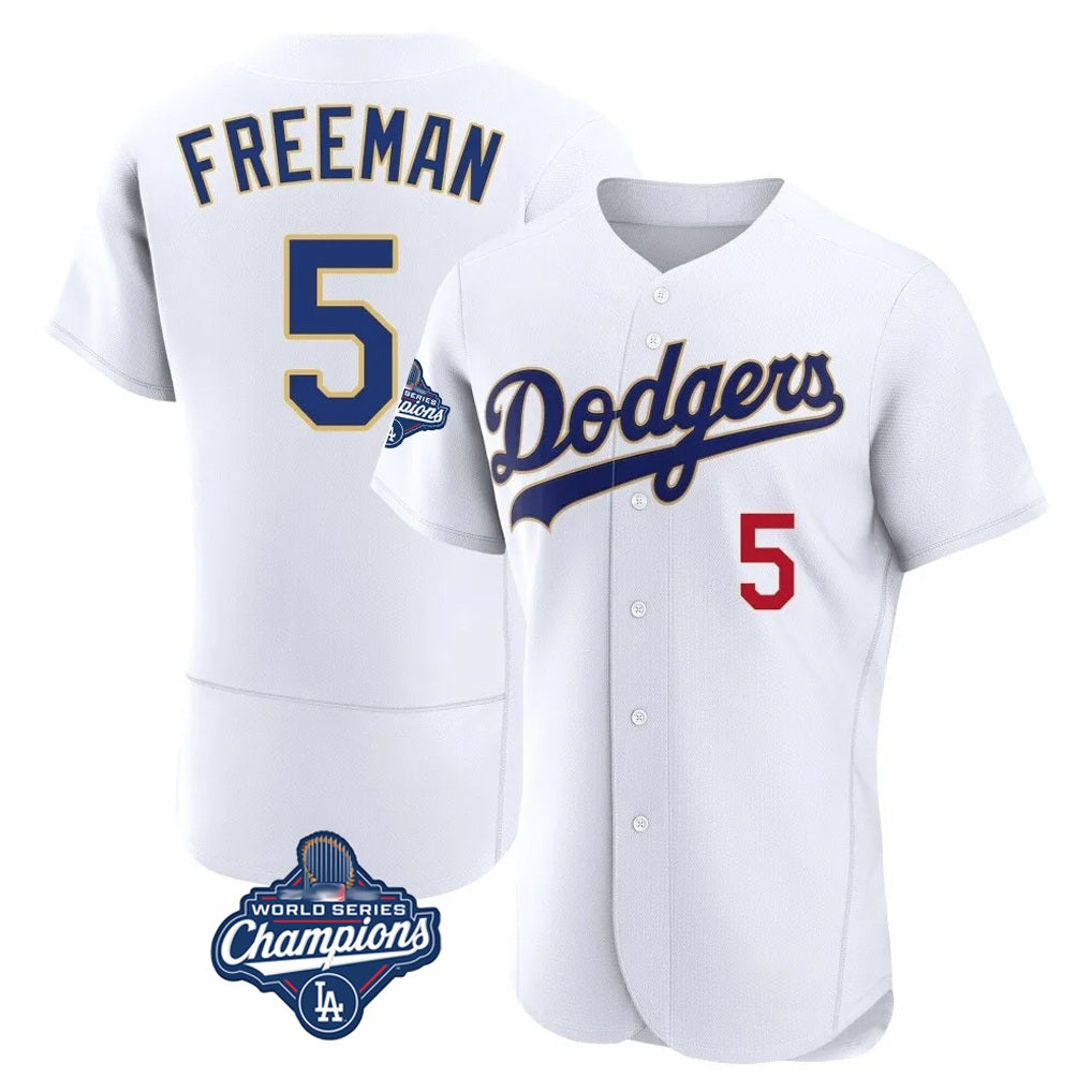 Los Angeles Dodgers #5 Freddie Freeman Player Gold White CONTON World Series Meet 2026 Collection Stadium Limited Elite Stitched Jerseys