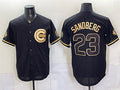 Chicago Cubs #23 Ryne Sandberg Black Gold CONTON 150th Anniversary Patch Stitched Jersey