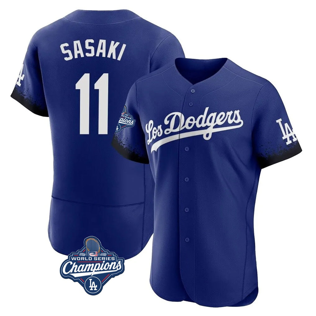 Los Angeles Dodgers #11 Roki Sasaki Player Royal CONTON World Series Meet City Connect Elite Home Stitched Jerseys