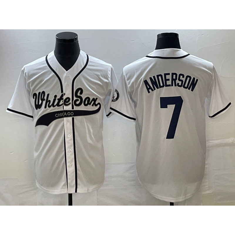 Chicago White Sox #7 Tim Anderson White CONTON Cool Base Stitched Jersey