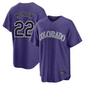 Colorado Rockies #22 Mickey Moniak Player Purple CONTON Game Home Stitched Jerseys