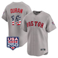 Boston Red Sox #16 Jarren Duran Player Gray CONTON Road USA 250 Fourth of July Limited Home Game Stitched Jerseys