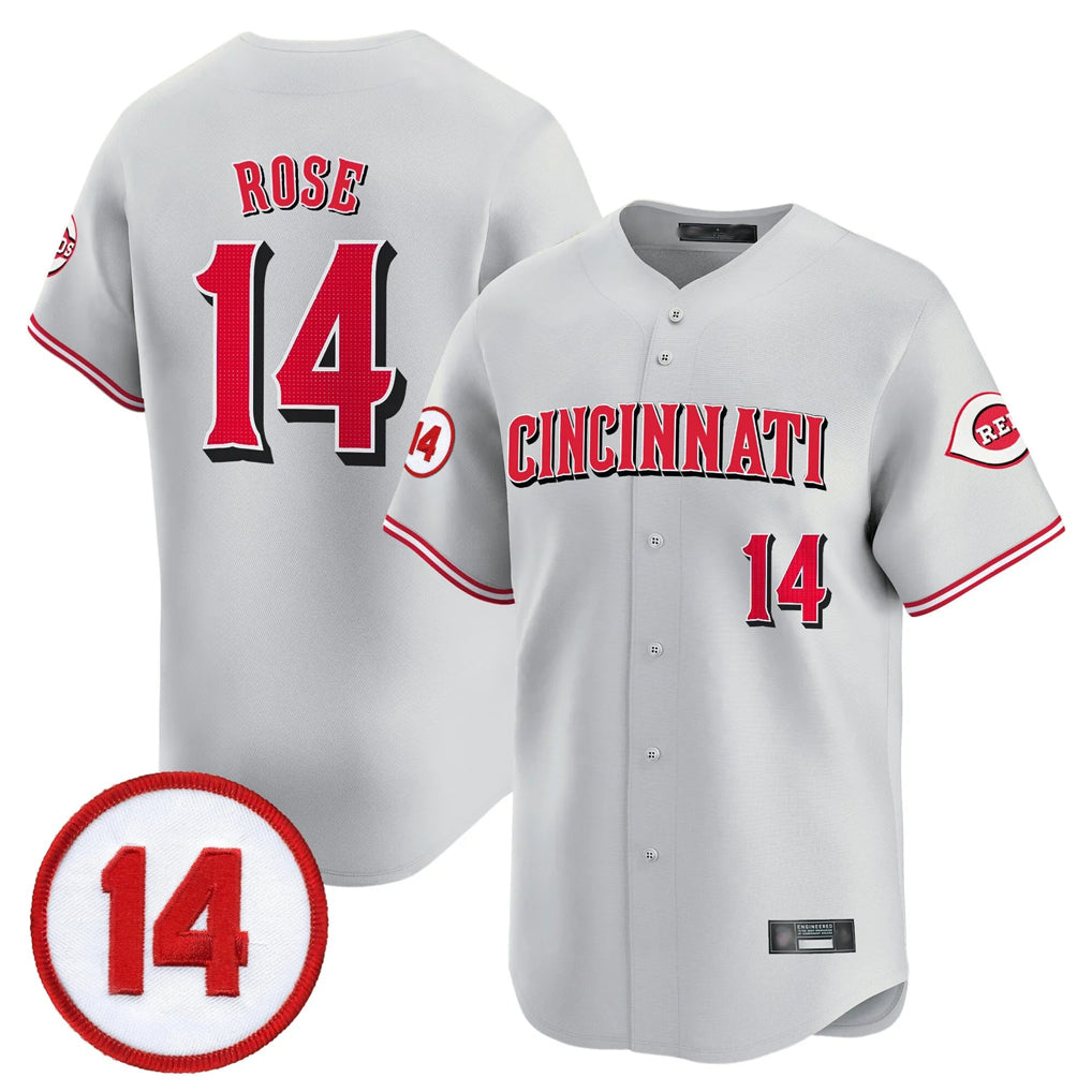 Cincinnati Reds #14 Pete Rose Player Gray CONTON Vapor Premier Limited Home Stitched Jerseys