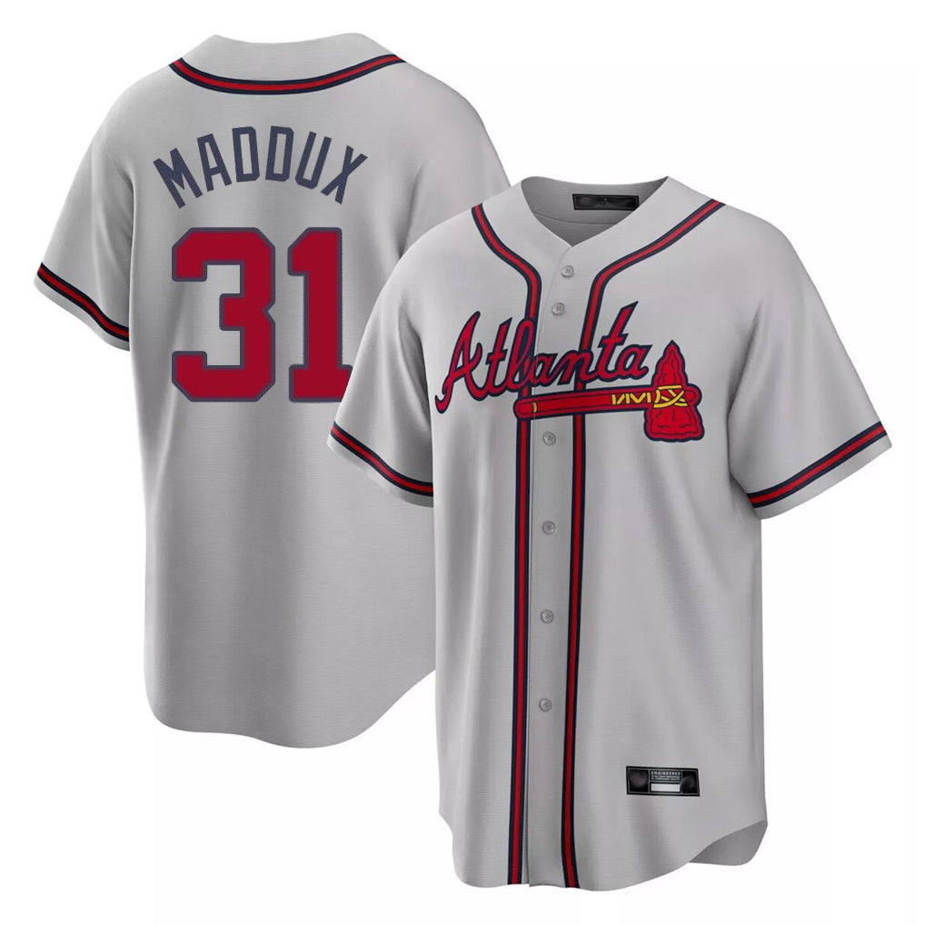 Atlanta Braves #31 Greg Maddux Player Gray CONTON Home Game Stitched Jerseys