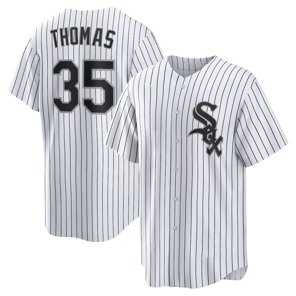 Chicago White Sox #35 Frank Thomas White CONTON Home Retired Player Replica Jersey