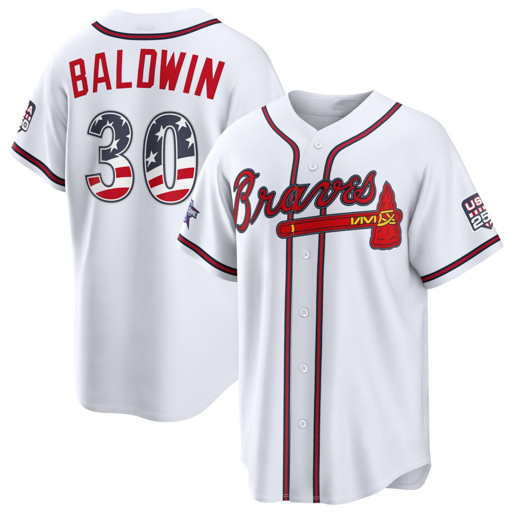 Atlanta Braves #30 Drake Baldwin 2026 All-Star Edition Stars & Stripes White CONTON Stadium Jersey