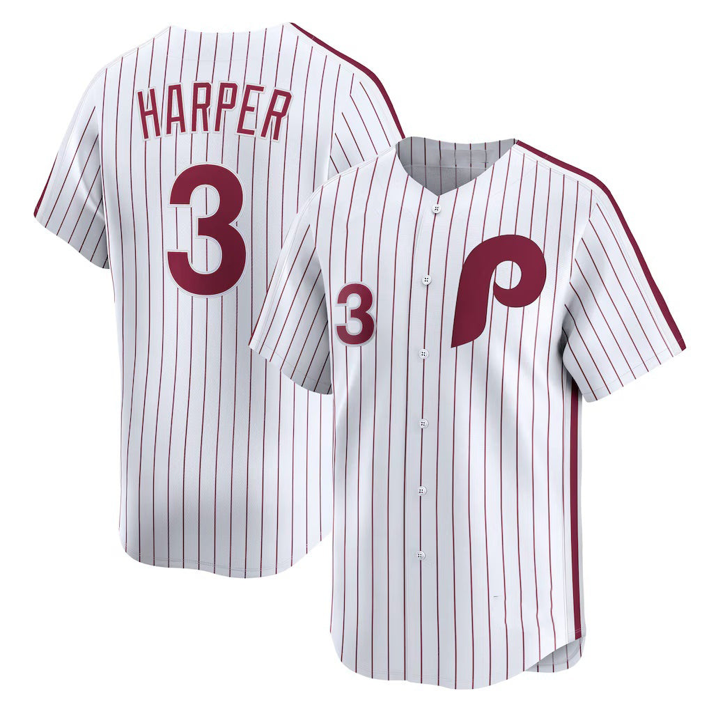Philadelphia Phillies #3 Bryce Harper White CONTON Cooperstown Collection Limited Jersey