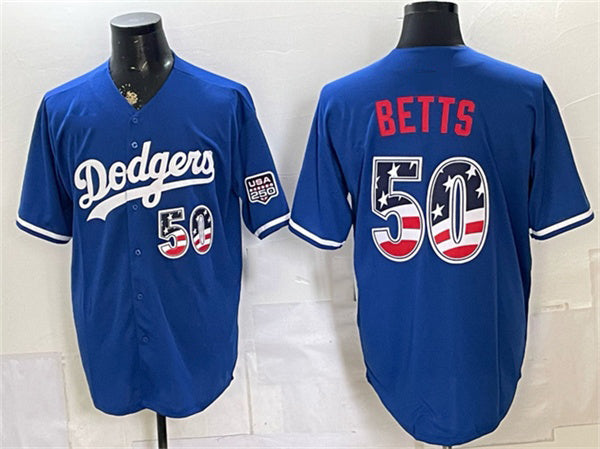 Los Angeles Dodgers #50 Mookie Betts Royal CONTON 250 Fourth of July Stitched Jersey