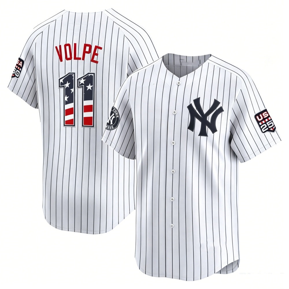 New York Yankees #11 Anthony Volpe White CONTON USA 250 Fourth of July Limited Stitched Jersey