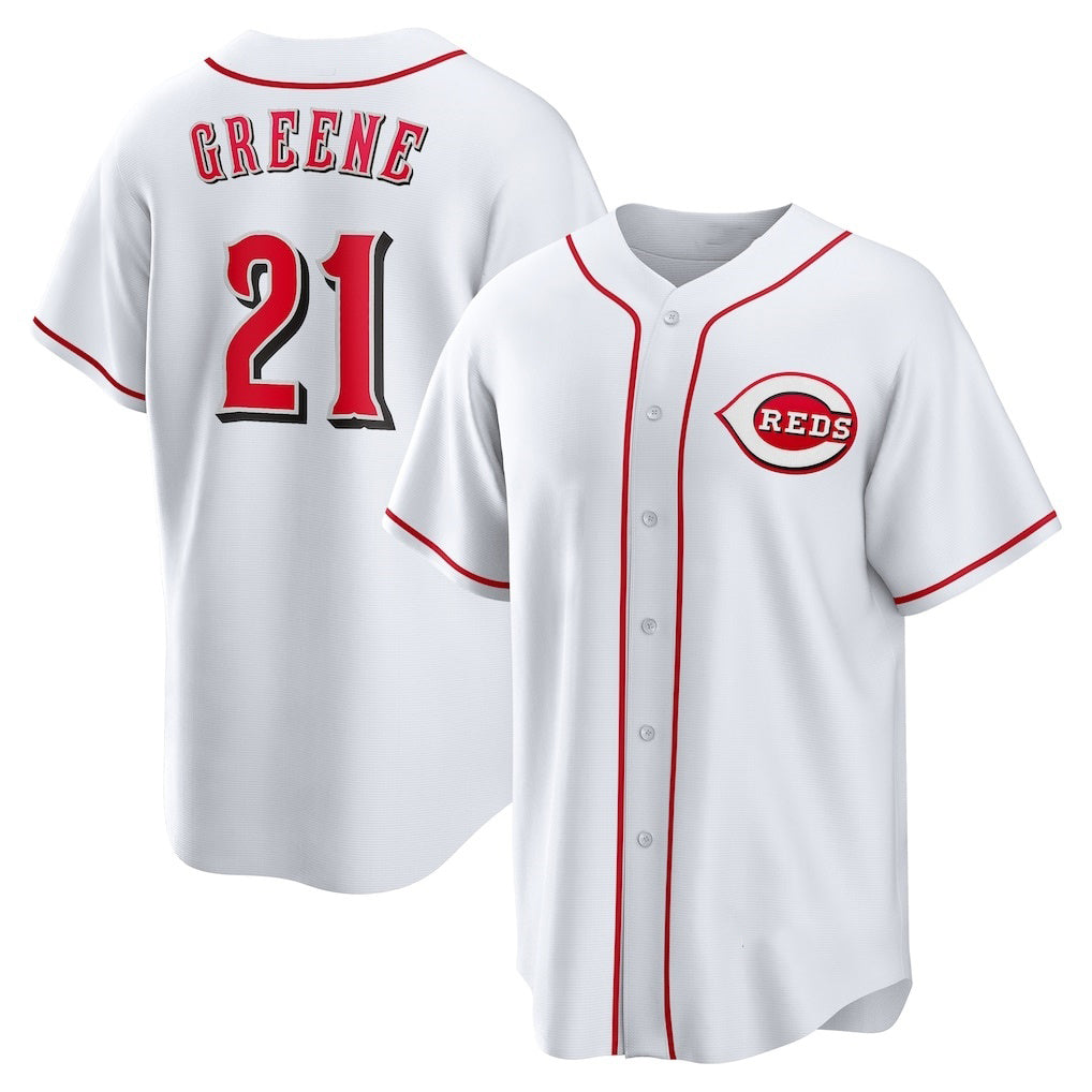 Cincinnati Reds #21 Hunter Greene White CONTON Home Replica Jersey