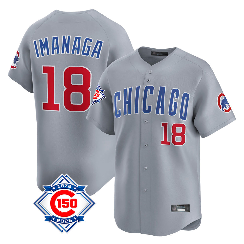 Chicago Cubs #18 Shota Imanaga Player Gray CONTON Road 150th Anniversary Limited Home Stitched Jerseys