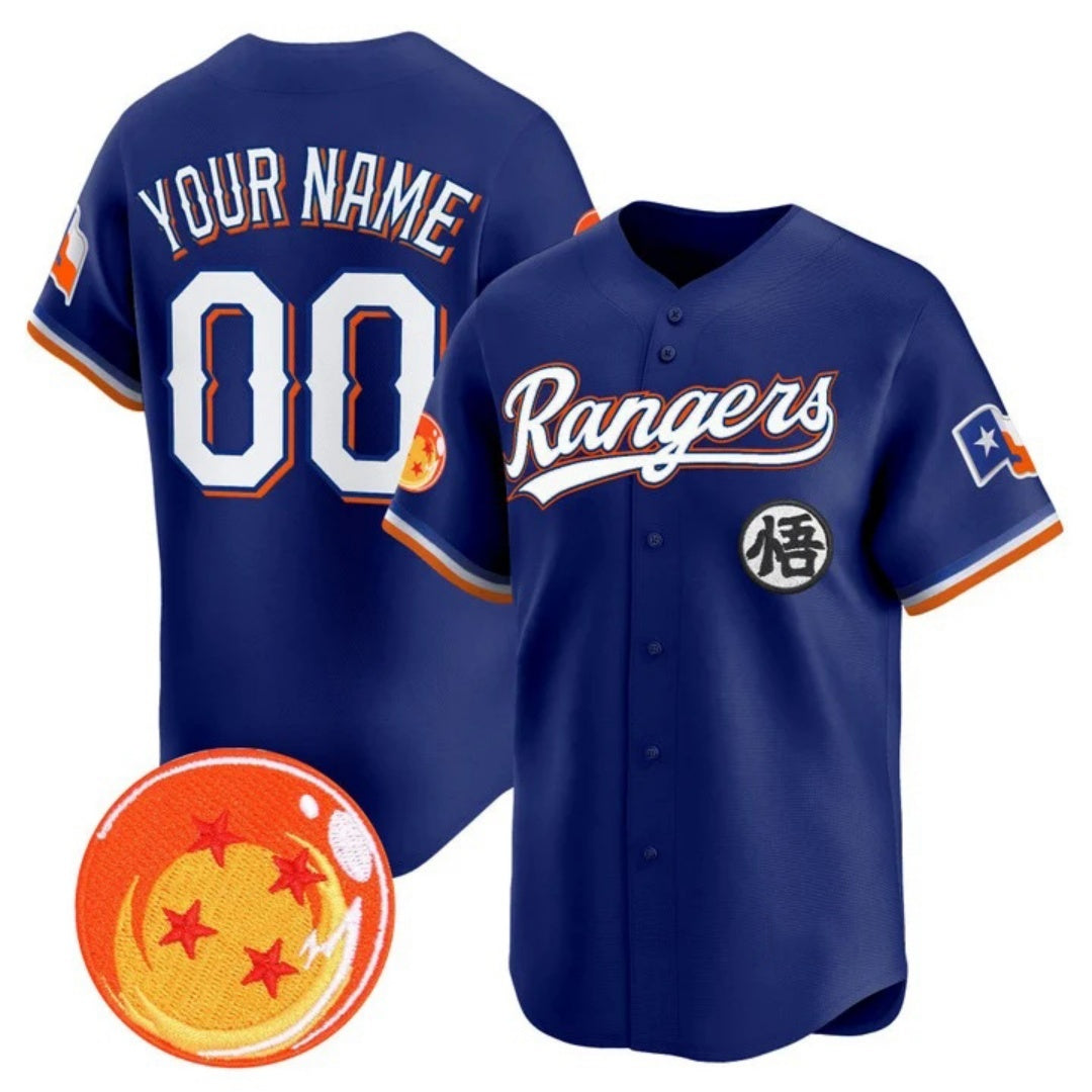 Custom Texas Rangers x Dragon Ball Royal CONTON Vapor Premier Limited Jersey - All Stitched