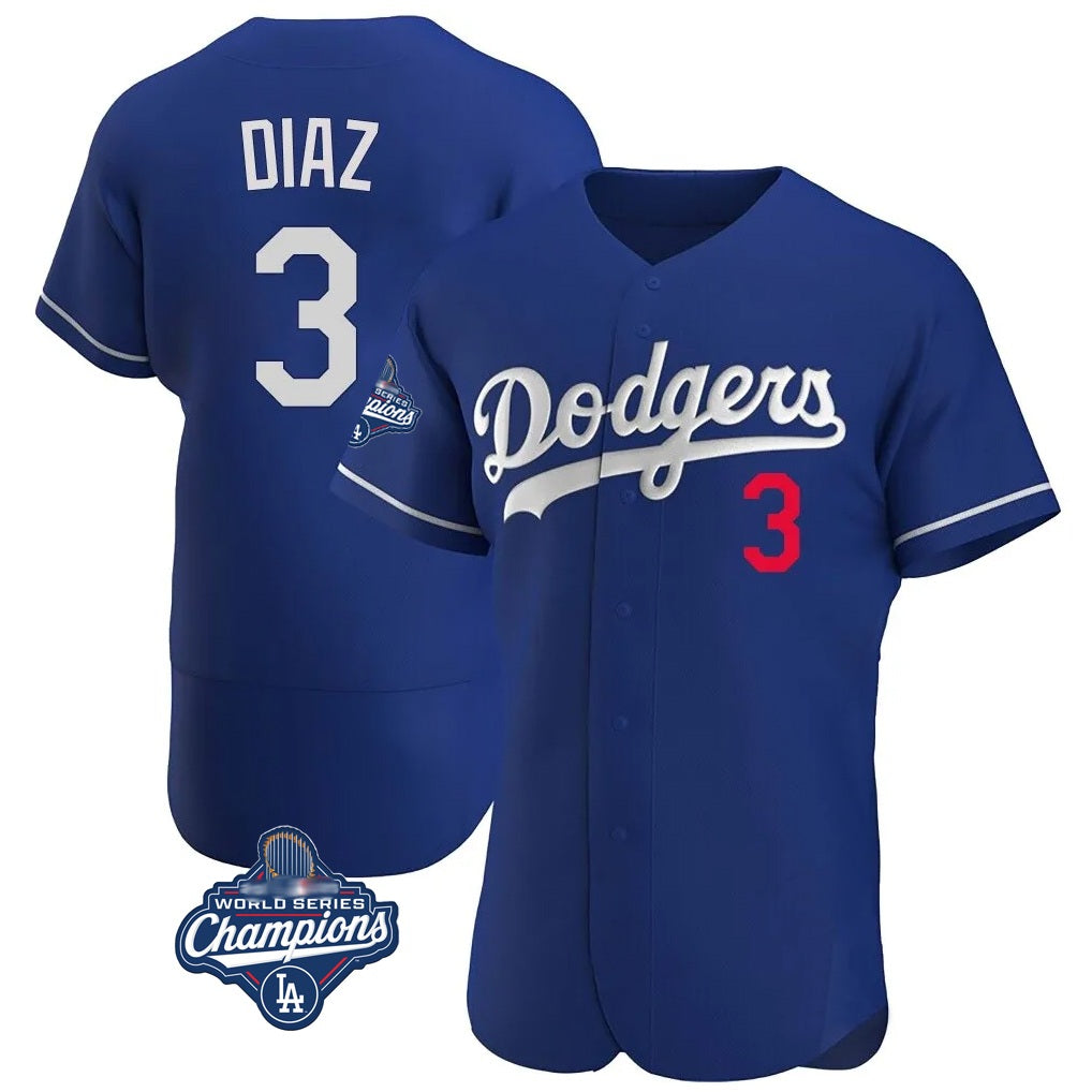 Los Angeles Dodgers #3 Edwin D¨ªaz Player Royal CONTON World Series Meet Limited Elite Home Stitched Jerseys