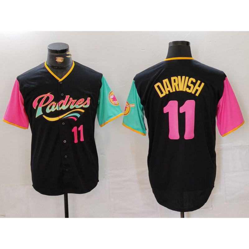 San Diego Padres #11 Yu Darvish Black CONTON Player Number Fashion Jersey