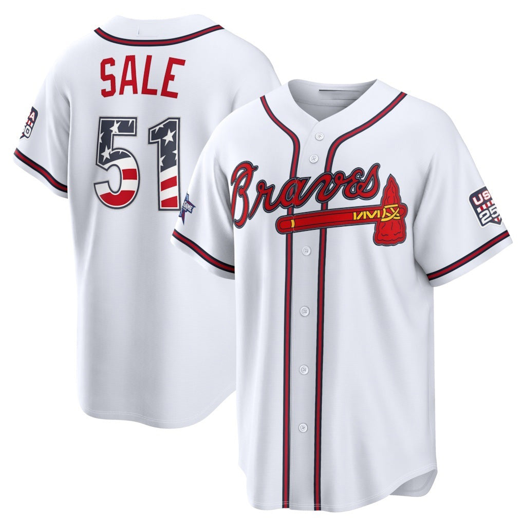 Atlanta Braves #51 Chris Sale 2026 All-Star Edition Stars & Stripes White CONTON Stadium Jersey