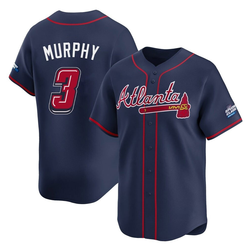 Atlanta Braves #3 Dale Murphy Player Navy CONTON 2025 Speedway Classic Home Game Stitched Jerseys