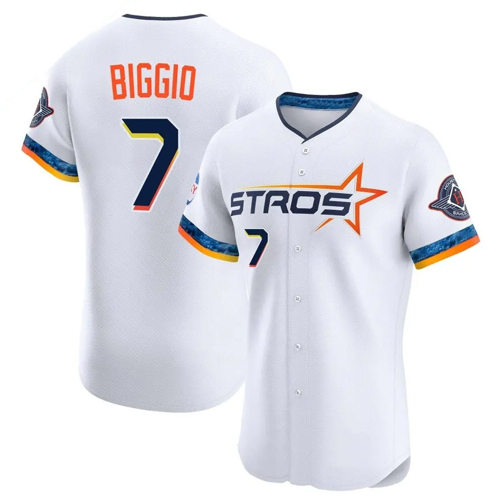 Houston Astros #7 Craig Biggio Player White CONTON City Connect Limited Elite Home Stitched Jerseys