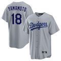 Los Angeles Dodgers #18 Yoshinobu Yamamoto Player Gray CONTON Game Stitched Jerseys