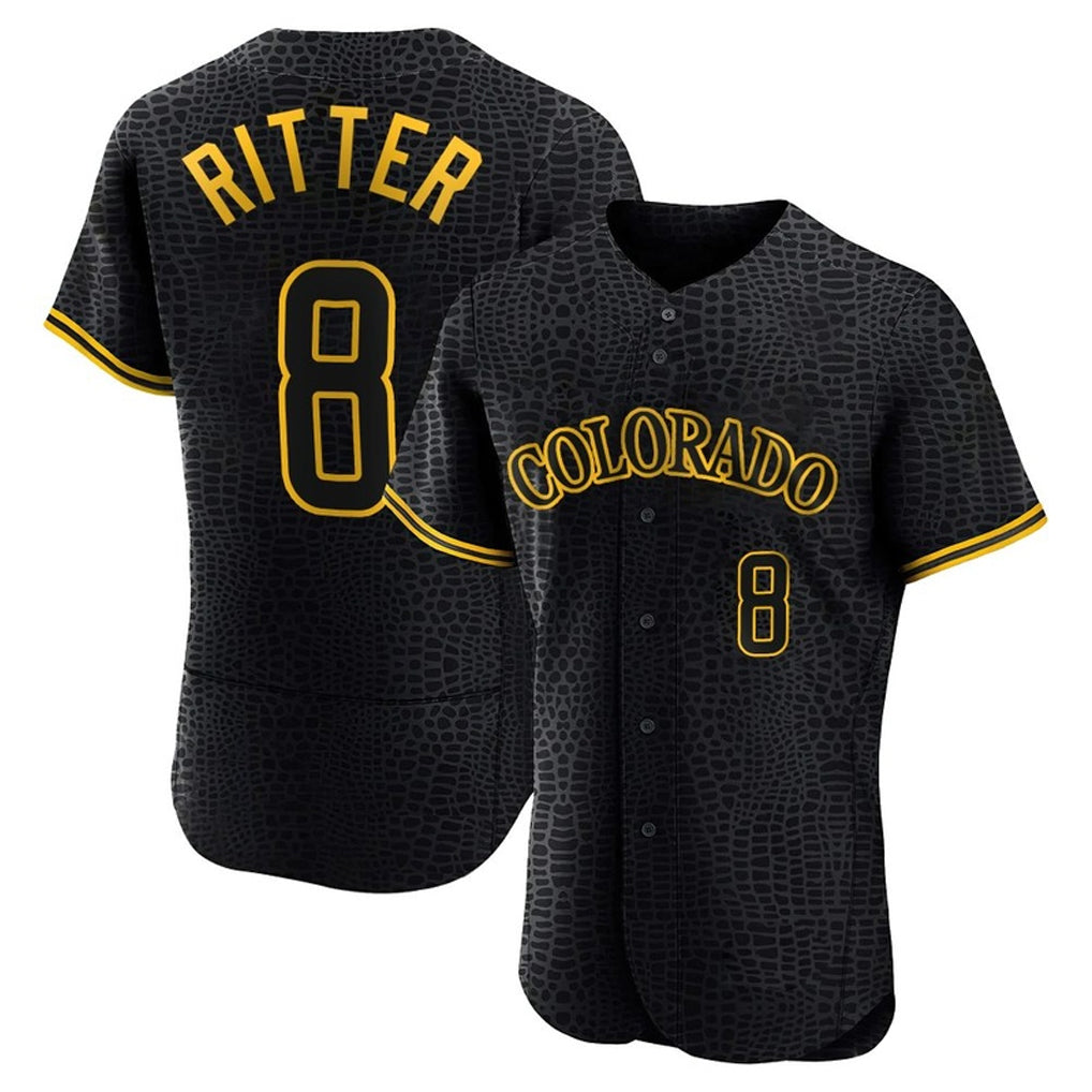 Colorado Rockies #8 Ryan Ritter Player Black CONTON Snake Skin City Limited Elite Home Stitched Jerseys
