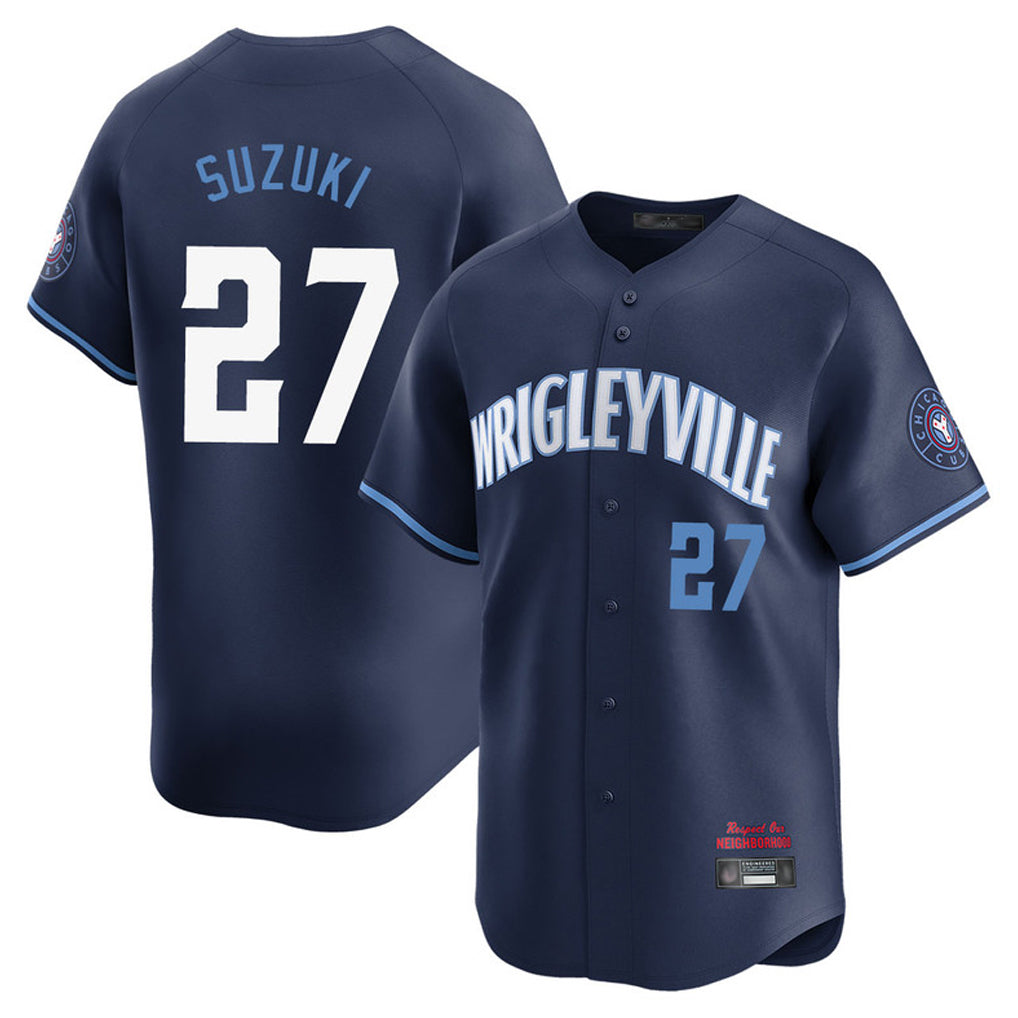 Chicago Cubs #27 Seiya Suzuki Player Navy CONTON City Connect Limited Home Stitched Jerseys