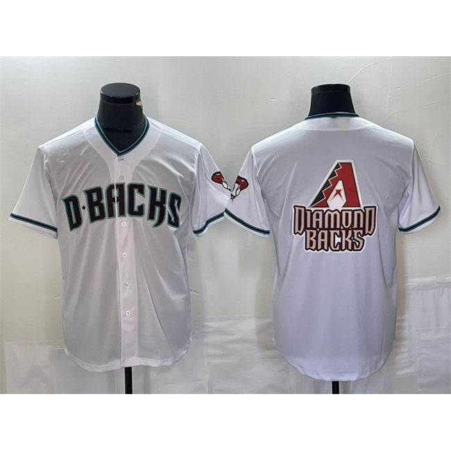 Arizona Diamondbacks White CONTON Team Big Logo Cool Base Stitched Jerseys