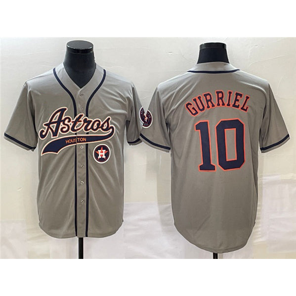 Houston Astros #10 Yuli Gurriel Gray CONTON With Patch Cool Base Stitched Jersey
