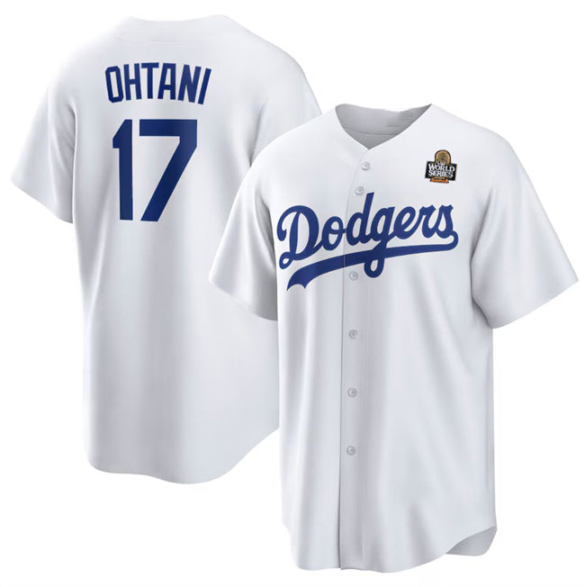 Los Angeles Dodgers #17 Shohei Ohtani White CONTON 2024 World Series Cool Base Stitched Jersey