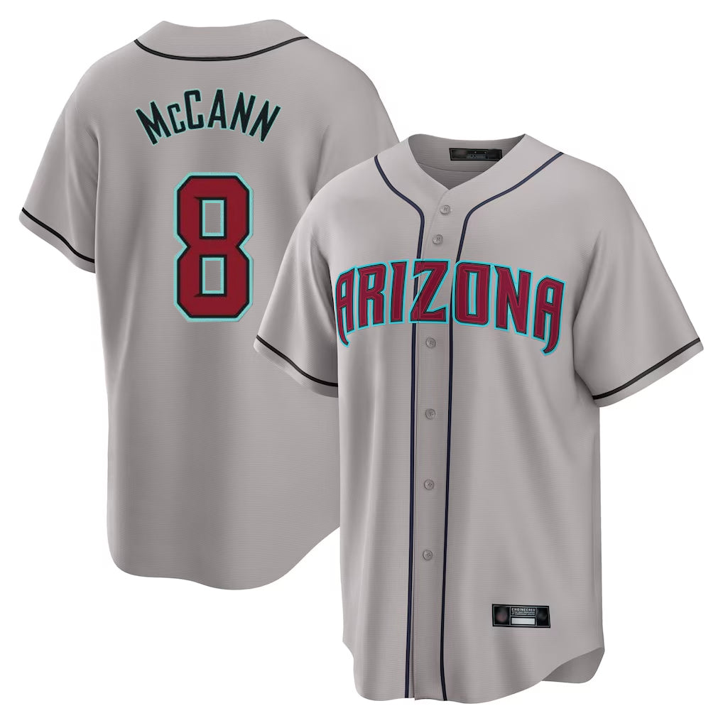 Arizona Diamondbacks #8 James McCann Player Gray CONTON Road Home Game Stitched Jerseys