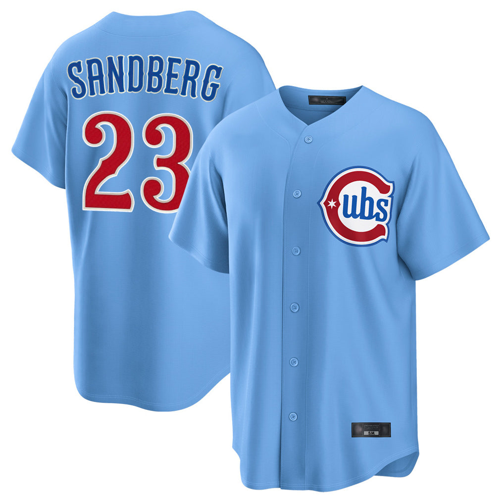 Chicago Cubs #23 Ryne Sandberg Player Light Blue CONTON Home Game Stitched Jerseys