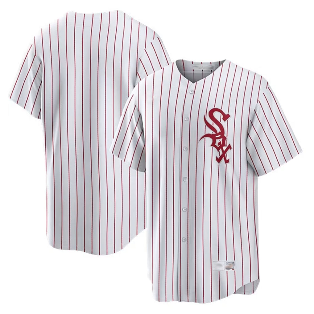 Chicago White Sox Blank Player Red CONTON Stripe White Home Game Stitched Jerseys