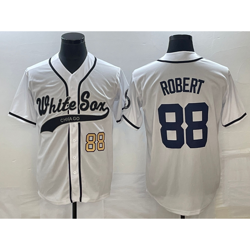 Chicago White Sox #88 Luis Robert Number White CONTON Cool Base Stitched Jersey