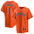 Houston Astros #1 Carlos Correa Player Orange CONTON Home Game Stitched Jerseys