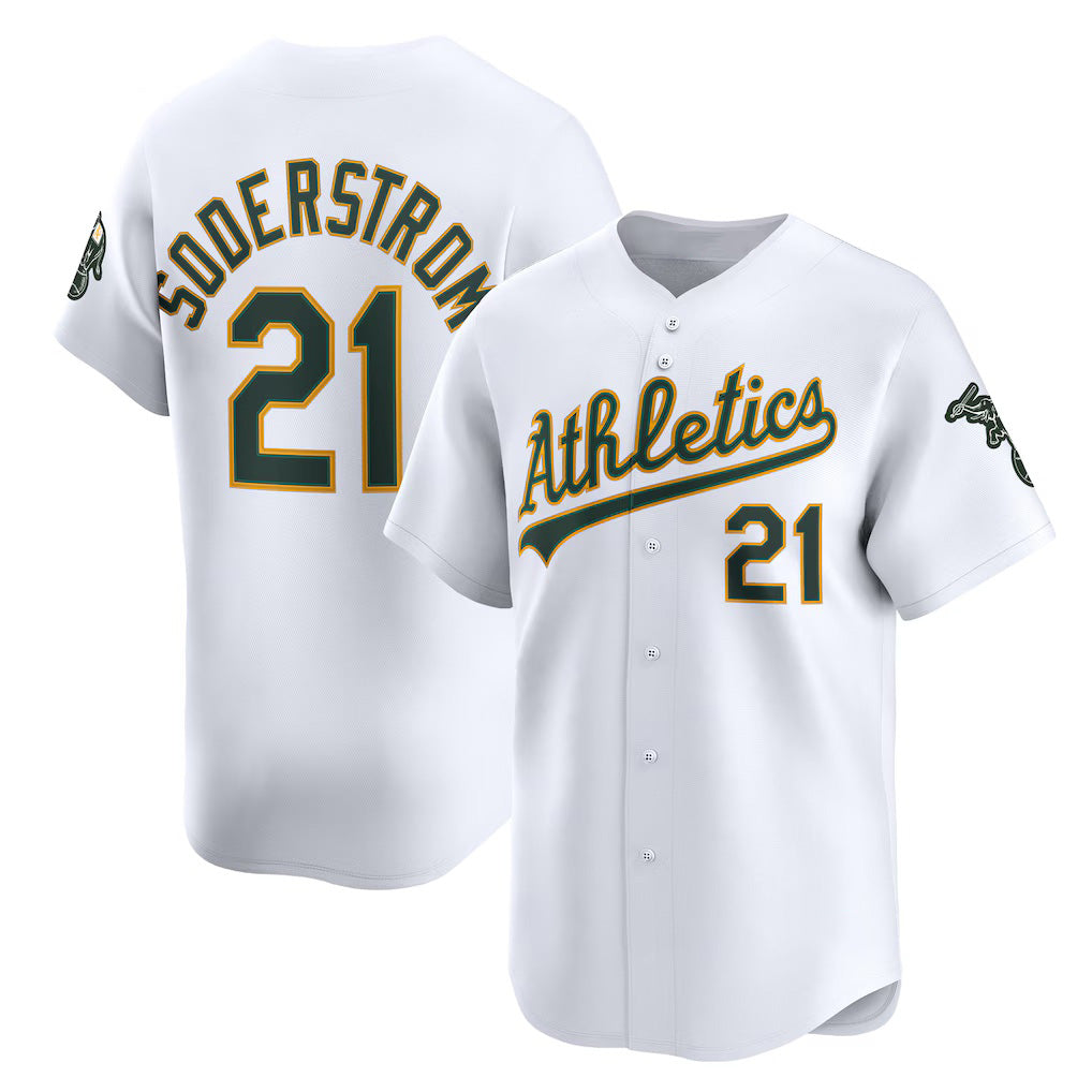 Oakland Athletics #21 Tyler Soderstrom White CONTON Home Limited Player Jersey