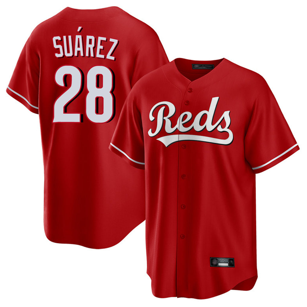 Cincinnati Reds #28 Eugenio Su¨¢rez Player Red CONTON Home Game Stitched Jerseys