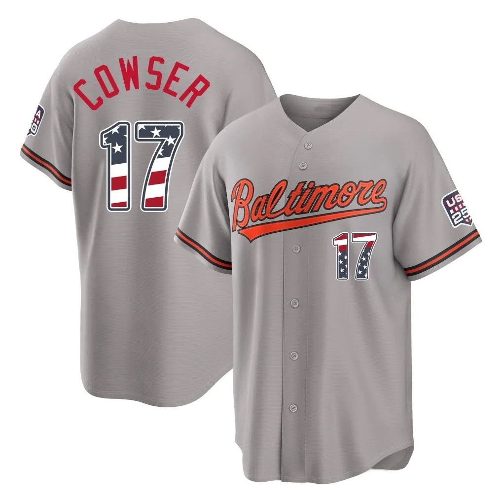 Baltimore Orioles #17 Colton Cowser Player Gray CONTON USA 250 Fourth of July Home Game Stitched Jerseys