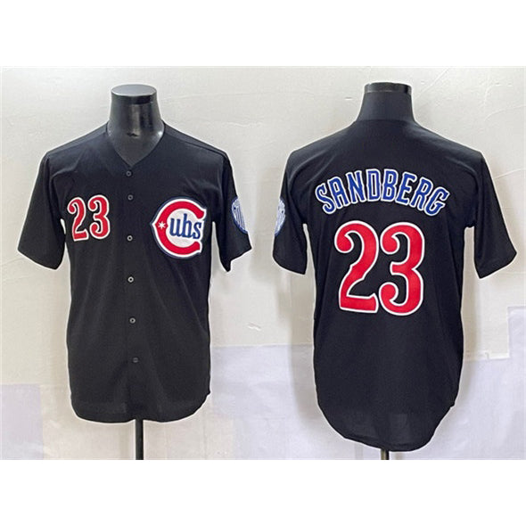 Chicago Cubs #23 Ryne Sandberg Black CONTON Limited Stitched Jersey