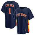 Houston Astros #1 Carlos Correa Player Navy CONTON Home Game Stitched Jerseys