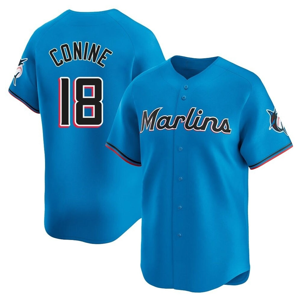 Miami Marlins #18 Griffin Conine Player Blue CONTON Home Limited Stitched Jerseys