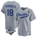 Los Angeles Dodgers #18 Yoshinobu Yamamoto Player Gray CONTON World Series Game Limited Home Stitched Jerseys