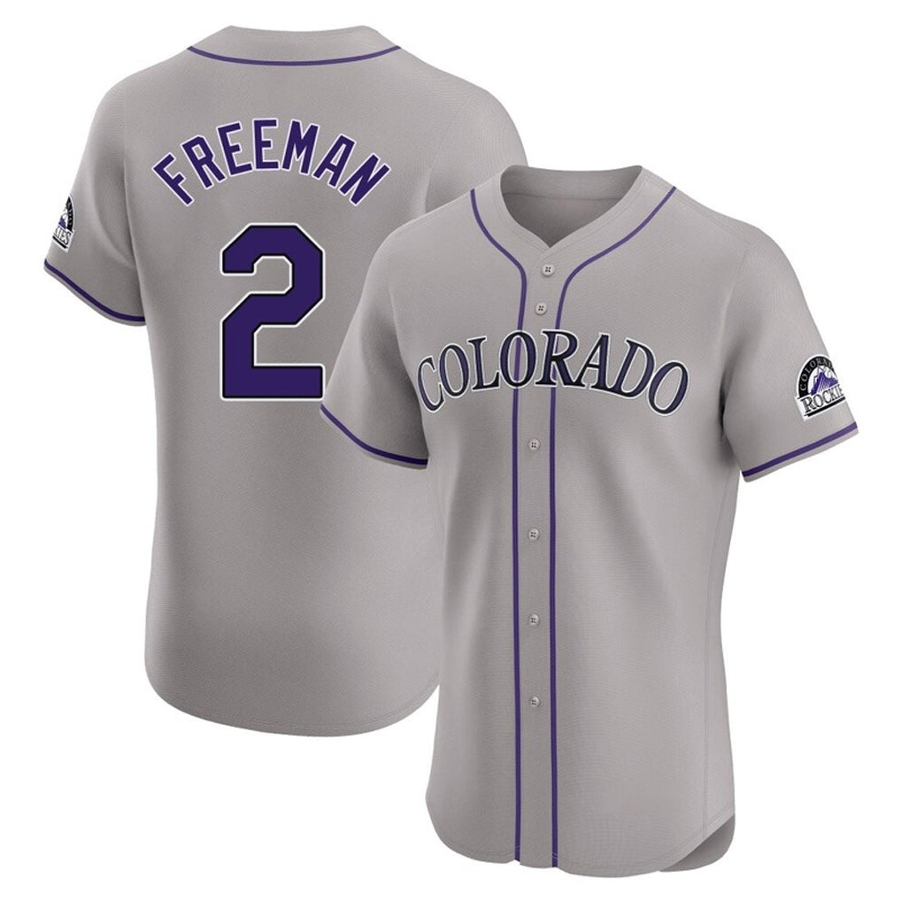 Colorado Rockies #2 Tyler Freeman Player Gray CONTON Limited Elite Home Stitched Jerseys