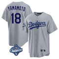 Los Angeles Dodgers #18 Yoshinobu Yamamoto Player Gray CONTON World Series Meet Game Stitched Jerseys