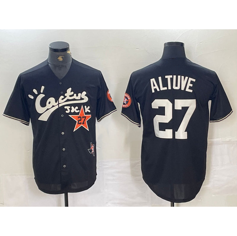 Houston Astros #27 Jose Altuve Black CONTON Cactus Jack Cool Base Jersey