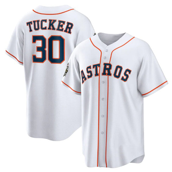 Houston Astros #30 Kyle Tucker White CONTON 2022 World Series Home Stitched Jersey