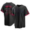 Cincinnati Reds #30 Ken Griffey Player Black CONTON City Connect Limited Elite Home Stitched Jerseys