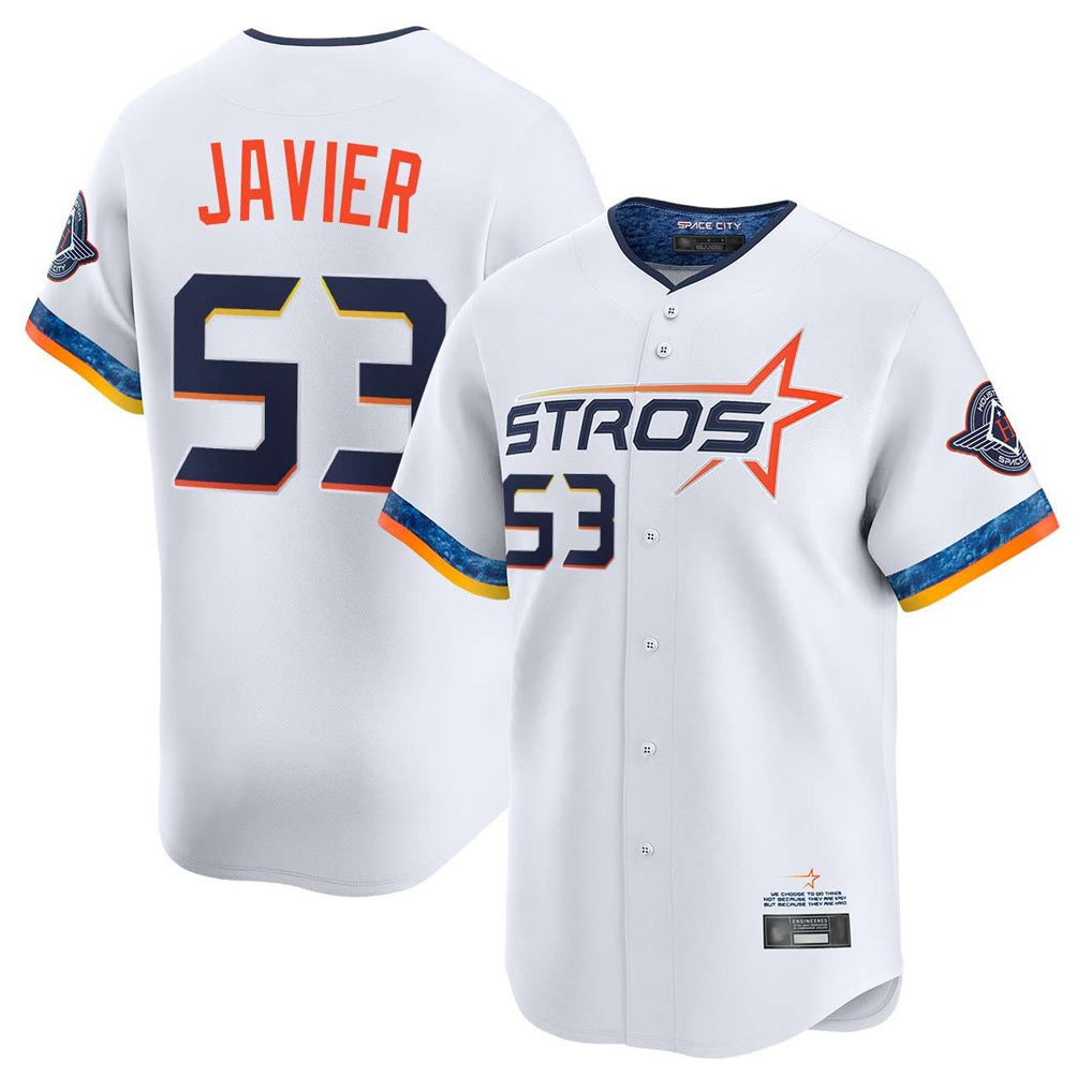 Houston Astros #53 Cristian Javier Player White CONTON City Connect Limited Home Stitched Jerseys