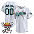 Custom Miami Marlins x One Piece Pinstripe White CONTON Vapor Premier Limited Jersey - Stitched