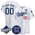 Custom Los Angeles Dodgers ACTIVE PLAYER White CONTON 2025 World Series With No. 34 Patch Limited Stitched Jersey